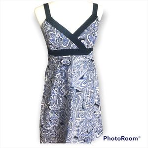 R&K Originals Paisley Dress Blue White Size 8